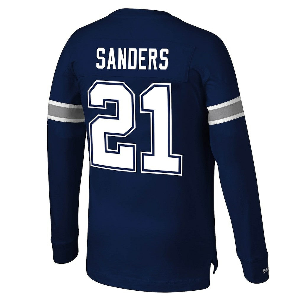 Mitchell & Ness Deion Sanders Dallas Cowboys Retired Player Name & Number Long Sleeve Top Navy