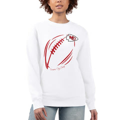 Kansas City Chiefs G-III 4Her by Carl Banks Women's Football Logo Graphic Fleece Tri-Blend Pullover Sweatshirt White