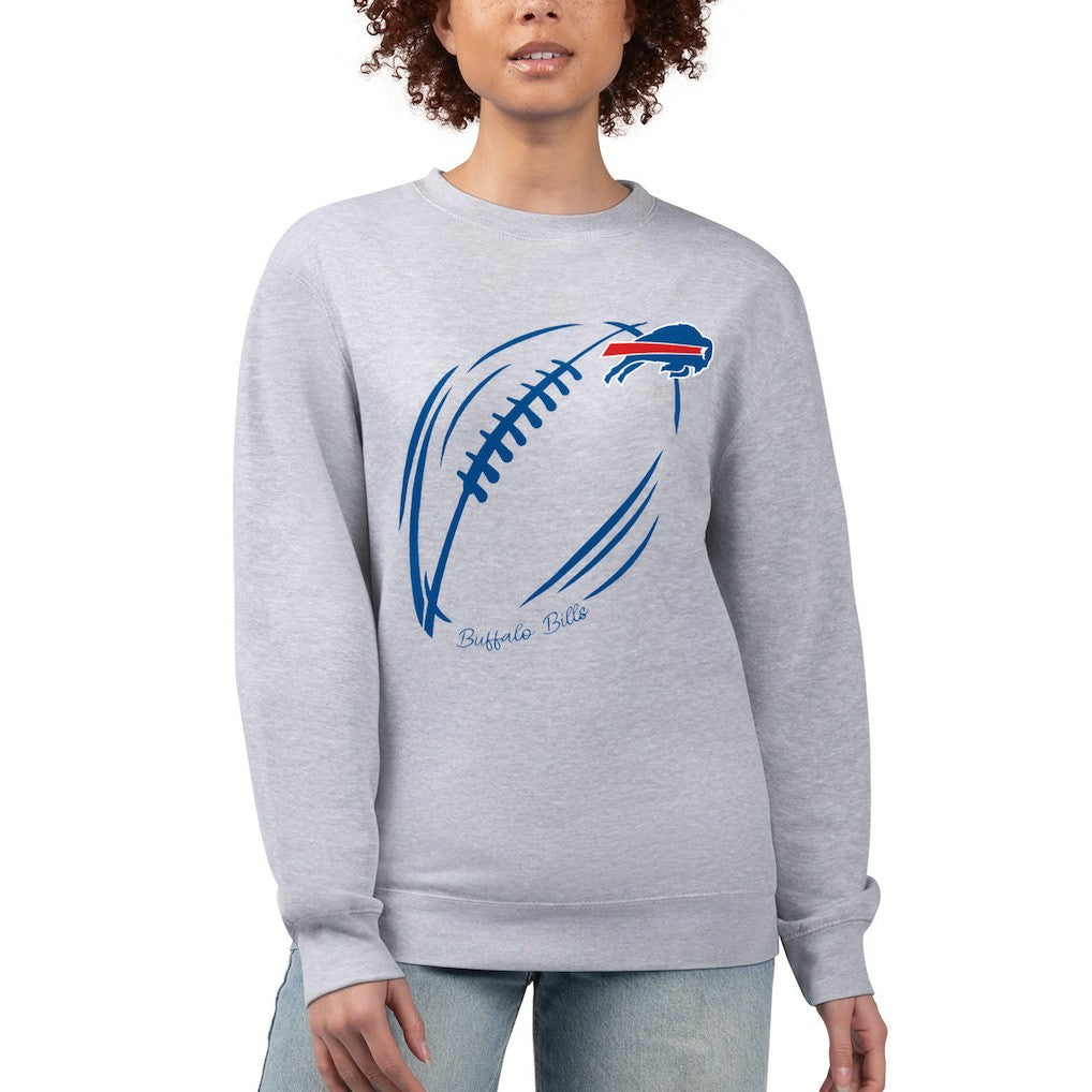 Buffalo Bills G-III 4Her by Carl Banks Women's Football Logo Graphic Fleece Tri-Blend Pullover Sweatshirt Heather Gray