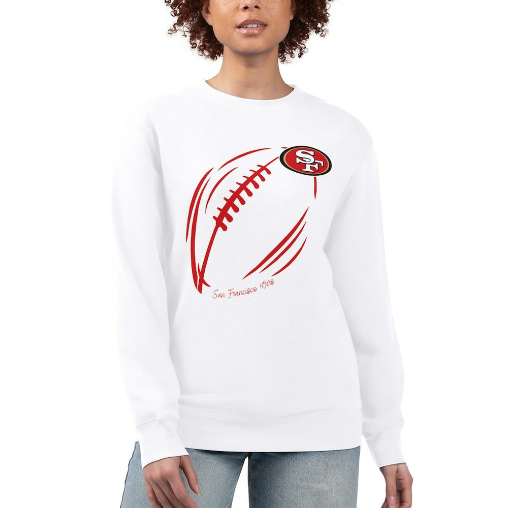 San Francisco 49ers G-III 4Her by Carl Banks Women's Football Logo Graphic Fleece Tri-Blend Pullover Sweatshirt White