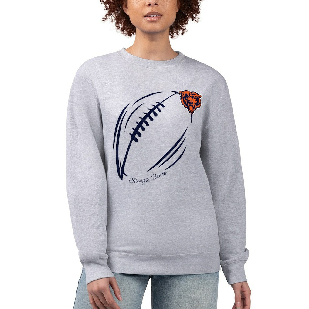 Chicago Bears G-III 4Her by Carl Banks Women's Football Logo Graphic Fleece Tri-Blend Pullover Sweatshirt Heather Gray