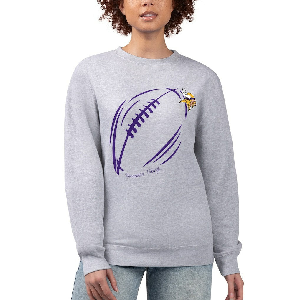 Minnesota Vikings G-III 4Her by Carl Banks Women's Football Logo Graphic Fleece Tri-Blend Pullover Sweatshirt Heather Gray