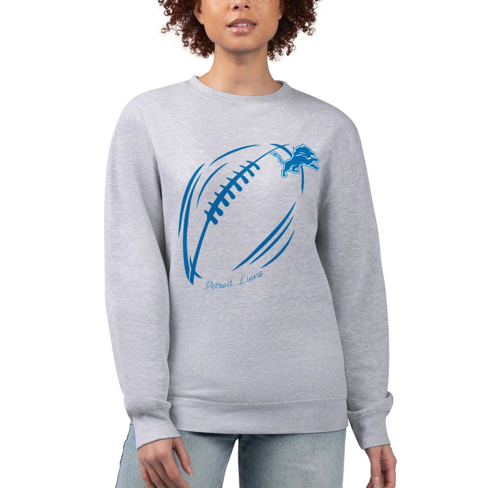 Detroit Lions G-III 4Her by Carl Banks Women's Football Logo Graphic Fleece Tri-Blend Pullover Sweatshirt Heather Gray