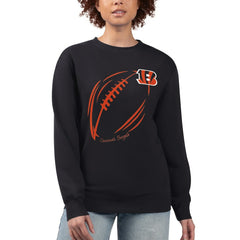 Cincinnati Bengals G-III 4Her by Carl Banks Women's Football Logo Graphic Fleece Tri-Blend Pullover Sweatshirt Black