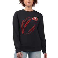 San Francisco 49ers G-III 4Her by Carl Banks Women's Football Logo Graphic Fleece Tri-Blend Pullover Sweatshirt Black