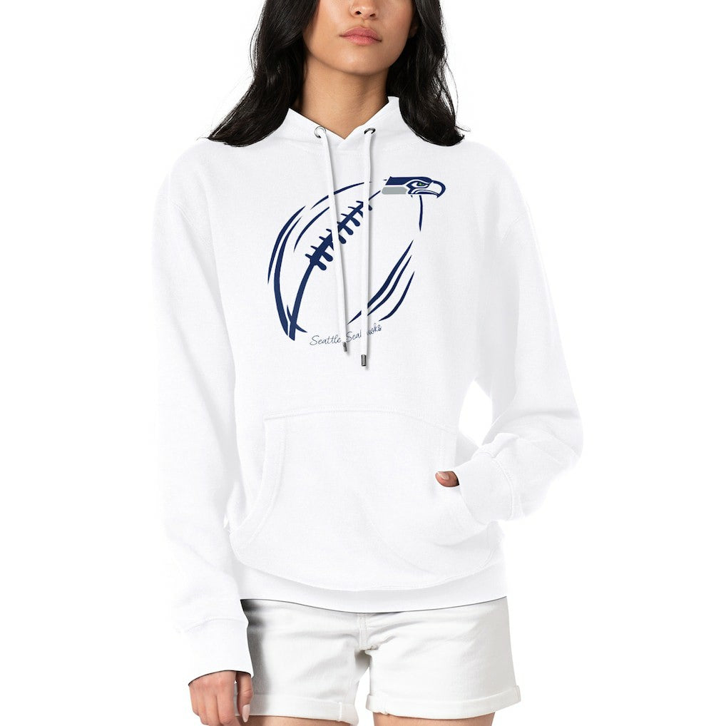 Seattle Seahawks G-III 4Her by Carl Banks Women's Football Logo Fleece Tri-Blend Pullover Hoodie White