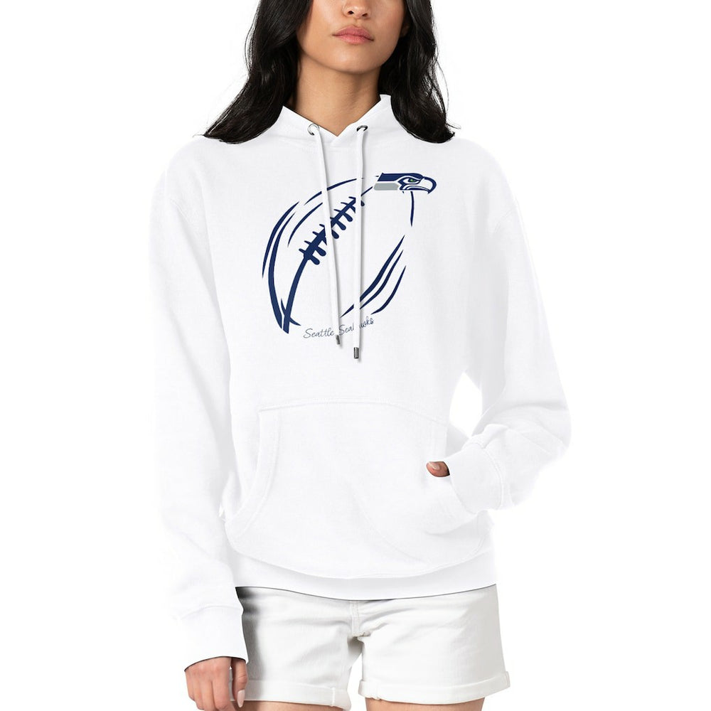 Seattle Seahawks G-III 4Her by Carl Banks Women's Football Logo Fleece Tri-Blend Pullover Hoodie White