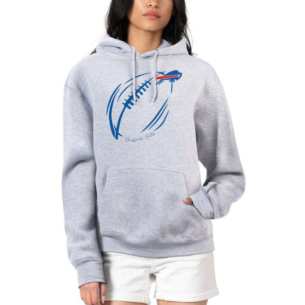 Buffalo Bills G-III 4Her by Carl Banks Women's Football Logo Fleece Tri-Blend Pullover Hoodie Heather Gray