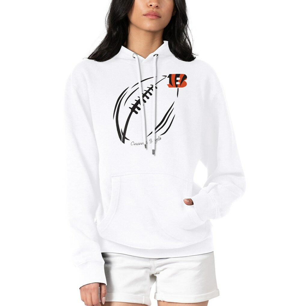 Cincinnati Bengals G-III 4Her by Carl Banks Women's Football Logo Fleece Tri-Blend Pullover Hoodie White