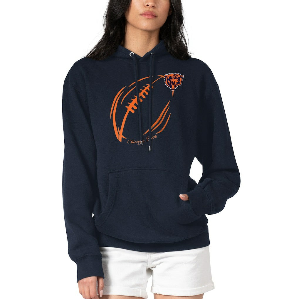Chicago Bears G-III 4Her by Carl Banks Women's Football Logo Fleece Tri-Blend Pullover Hoodie Navy