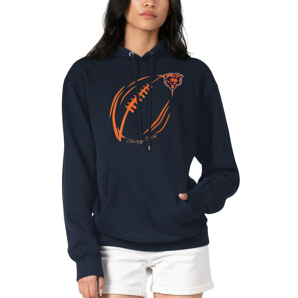Chicago Bears G-III 4Her by Carl Banks Women's Football Logo Fleece Tri-Blend Pullover Hoodie Navy