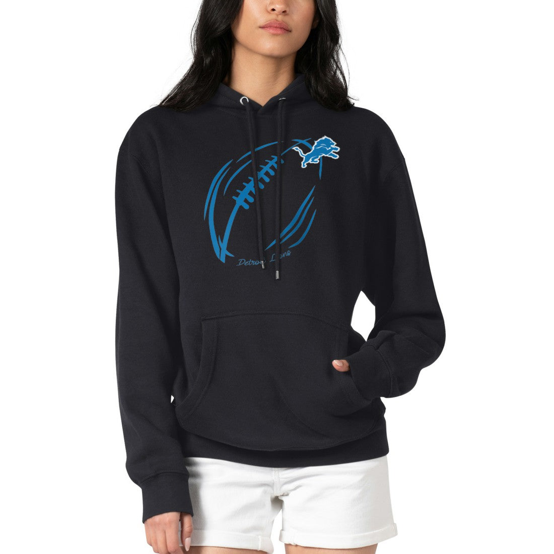Detroit Lions G-III 4Her by Carl Banks Women's Football Logo Fleece Tri-Blend Pullover Hoodie Black