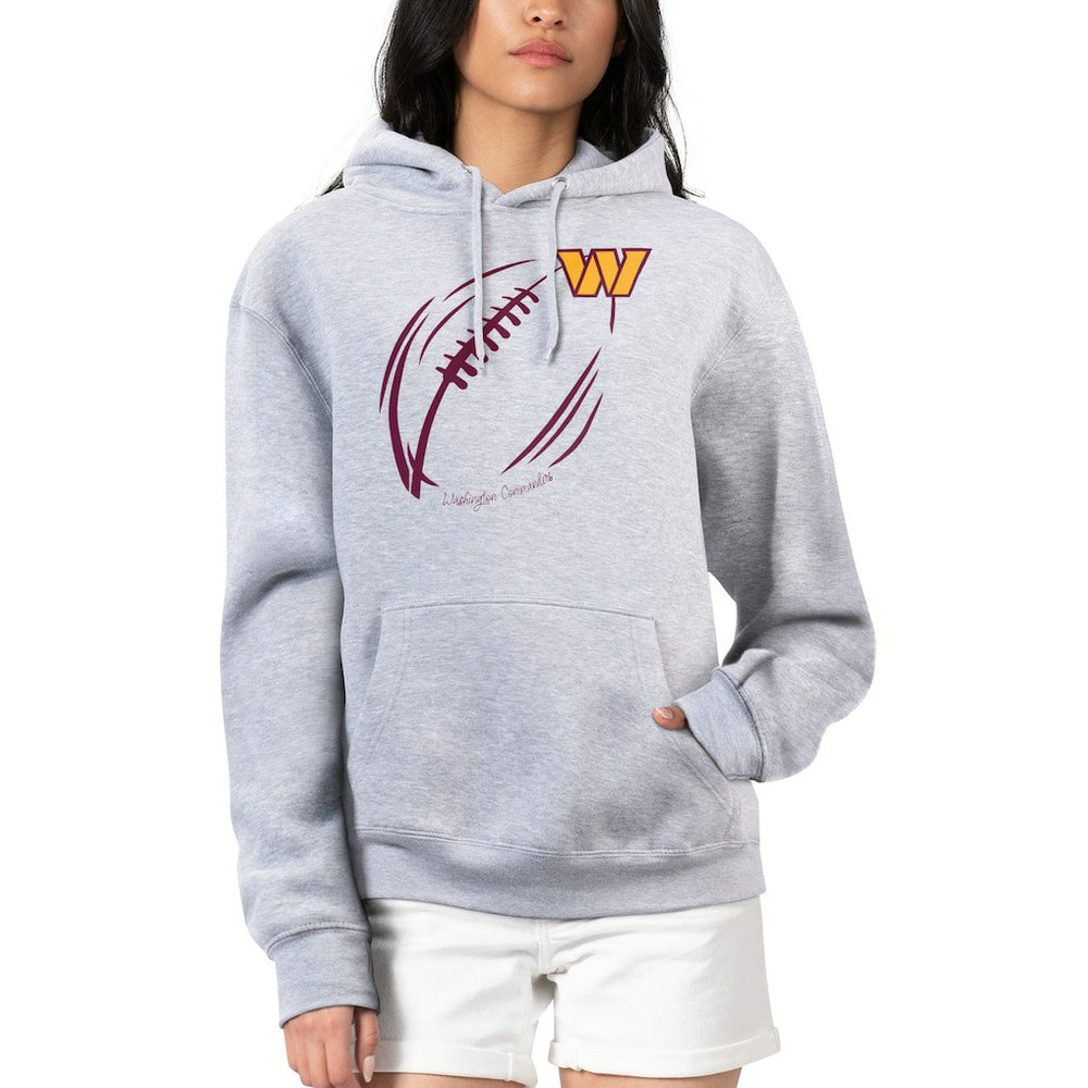 Washington Commanders G-III 4Her by Carl Banks Women's Football Logo Fleece Tri-Blend Pullover Hoodie Heather Gray