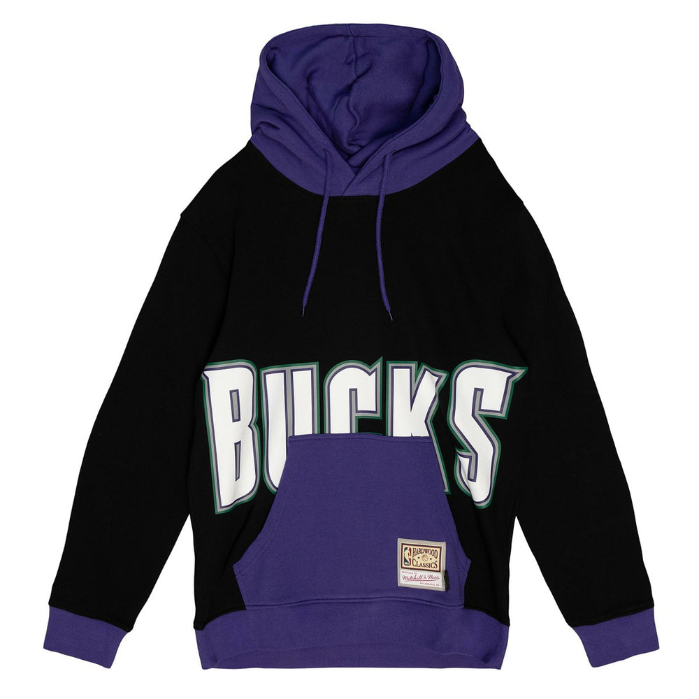 Milwaukee Bucks Hardwood Classics Big Face 5.0 Pullover Hoodie Black | Mitchell & Ness online