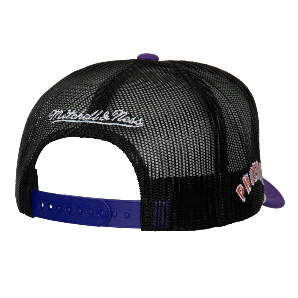 Phoenix Suns Hardwood Classics Blocker Foam Front Trucker Snapback Hat White | Mitchell & Ness US