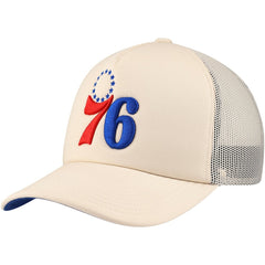 Philadelphia 76ers Trucker Adjustable Hat Cream | Mitchell & Ness US