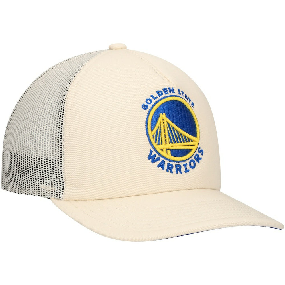 Golden State Warriors Trucker Adjustable Hat for sale Cream | Mitchell & Ness Lifestyle