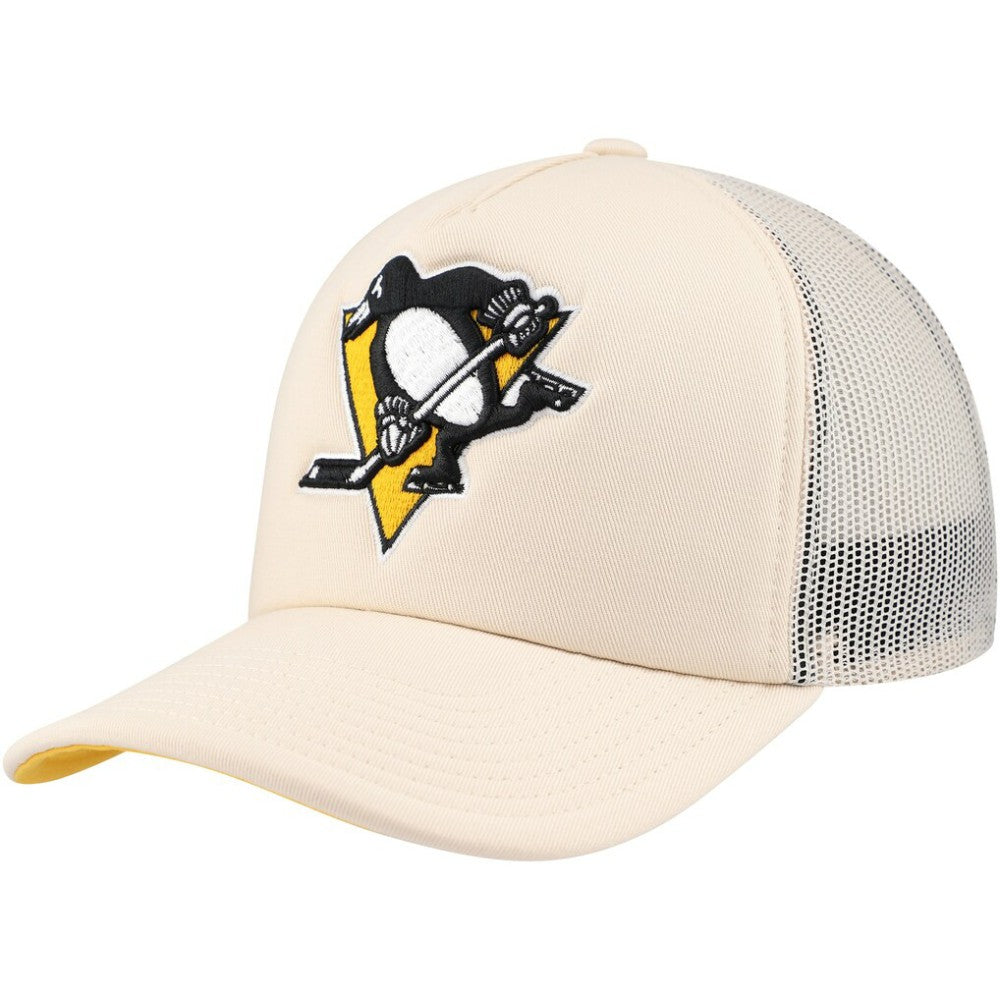 Pittsburgh Penguins Mitchell & Ness Foam Front Trucker Adjustable Hat - Cream - NHL 201463691