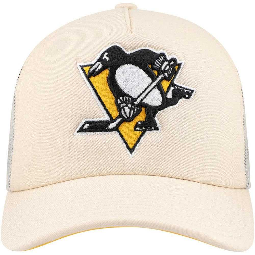 Pittsburgh Penguins Mitchell & Ness Foam Front Trucker Adjustable Hat - Cream - NHL 201463691