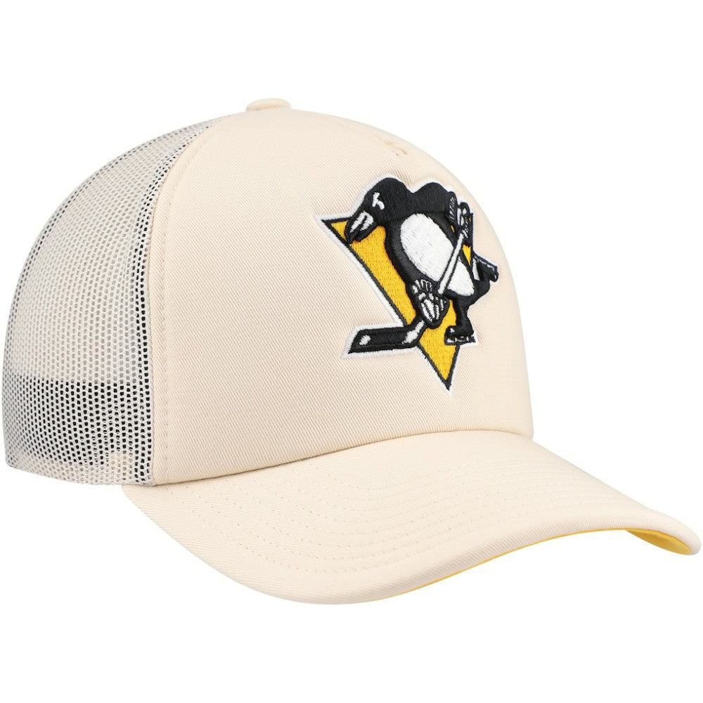 Pittsburgh Penguins Mitchell & Ness Foam Front Trucker Adjustable Hat - Cream - NHL 201463691