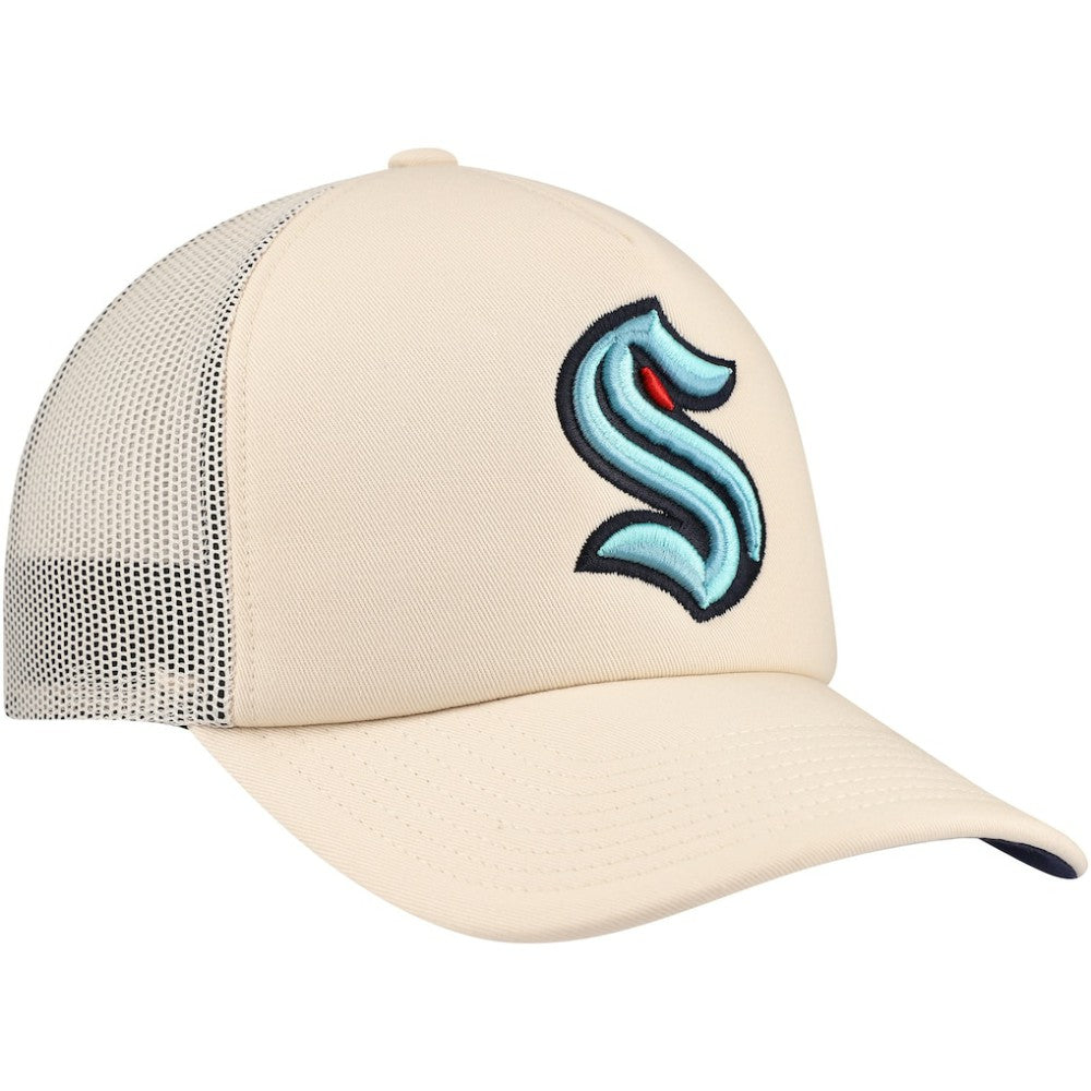 Seattle Kraken Mitchell & Ness Foam Front Trucker Adjustable Hat - Cream - NHL 201463698