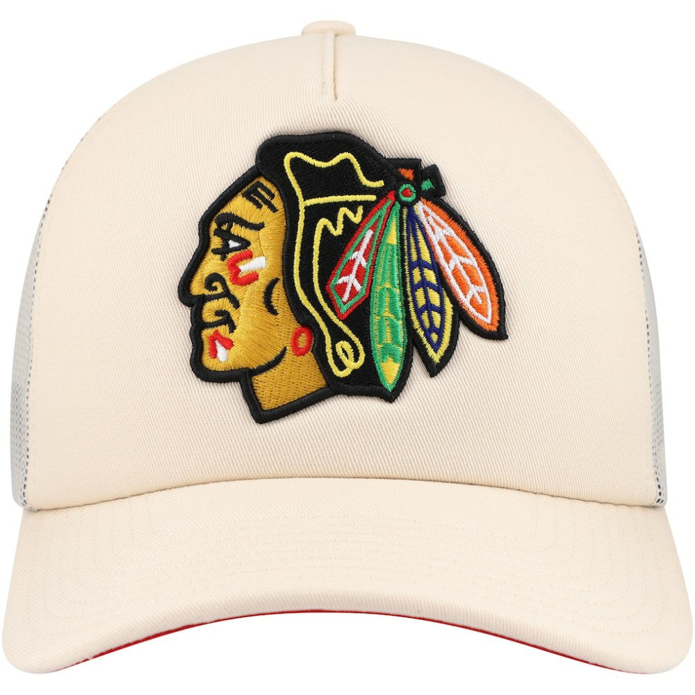 Chicago Blackhawks Mitchell & Ness Foam Front Trucker Adjustable Hat - Cream - NHL 201463700