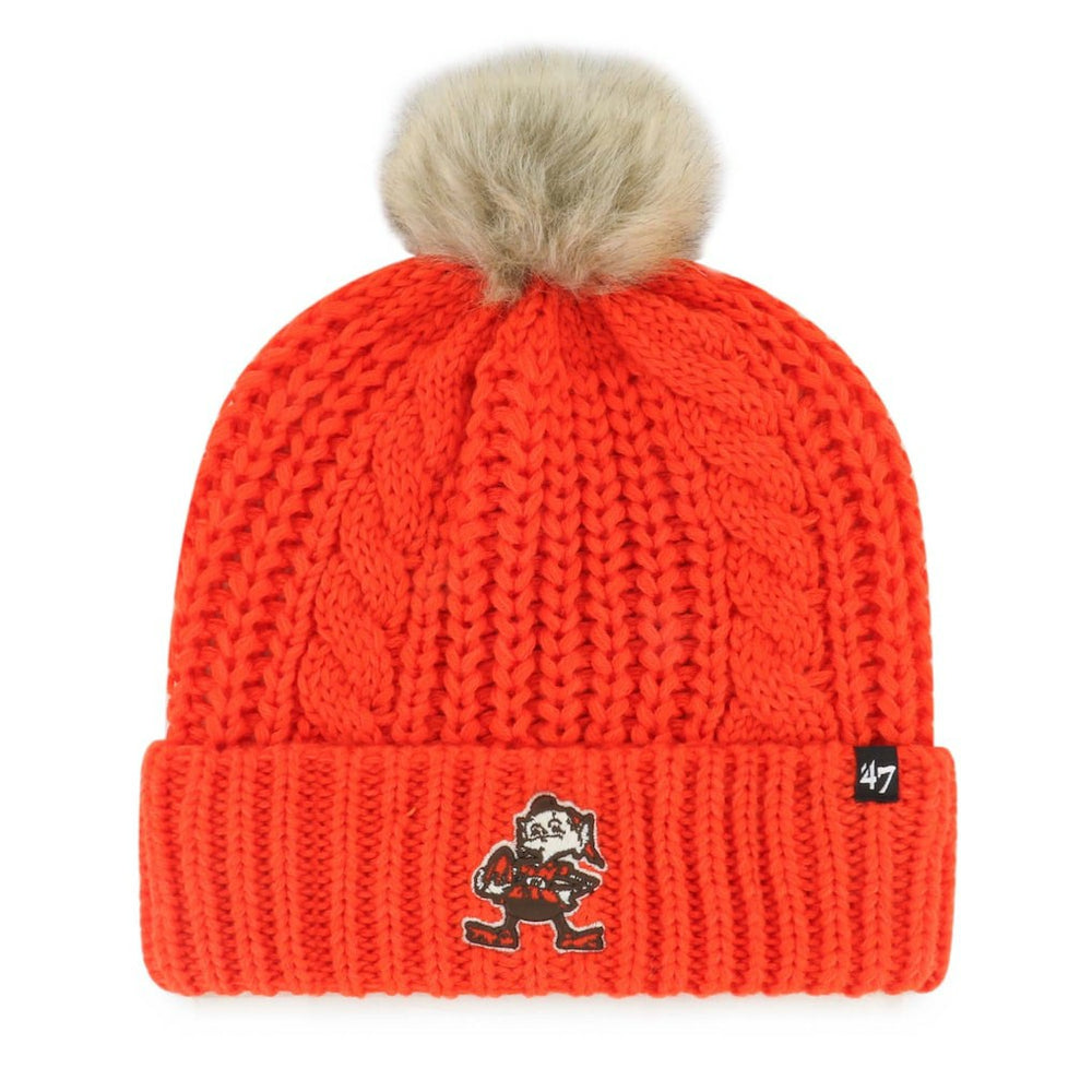 47 brand Cleveland Browns '47 Women's Meeko Cuffed Knit Hat with Pom Orange