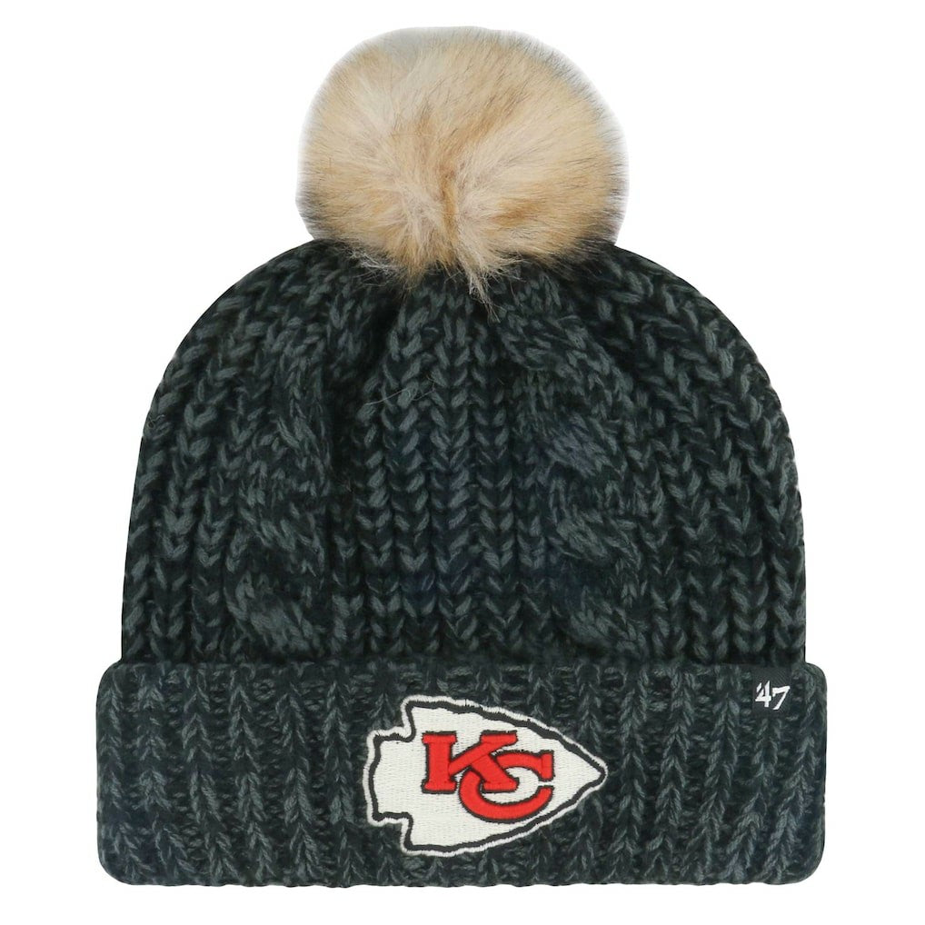 47 brand Kansas City Chiefs '47 Women's Meeko Cuffed Knit Hat with Pom Black