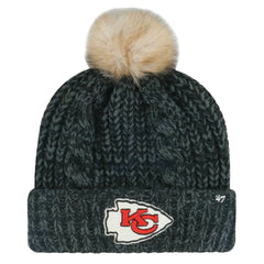 47 brand Kansas City Chiefs '47 Women's Meeko Cuffed Knit Hat with Pom Black