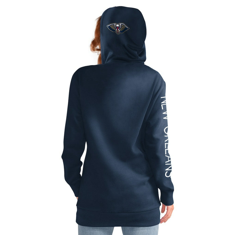 New Orleans Pelicans G-III 4Her by Carl Banks Women's Base Coach Pullover Hoodie Navy