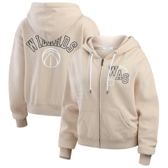 Washington Wizards WEAR by Erin Andrews Women's Tonal Felt Patch Full-Zip Hoodie Tan