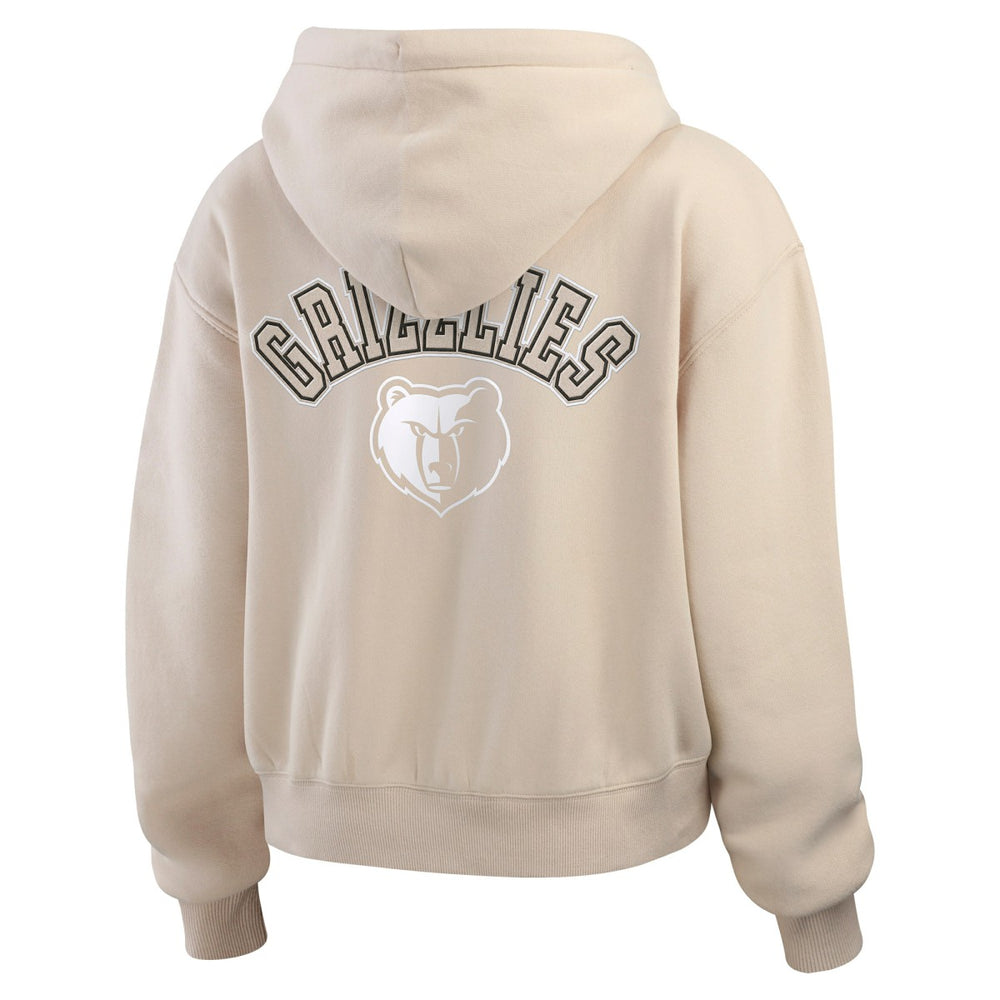 Memphis Grizzlies WEAR by Erin Andrews Women's Tonal Felt Patch Full-Zip Hoodie Tan