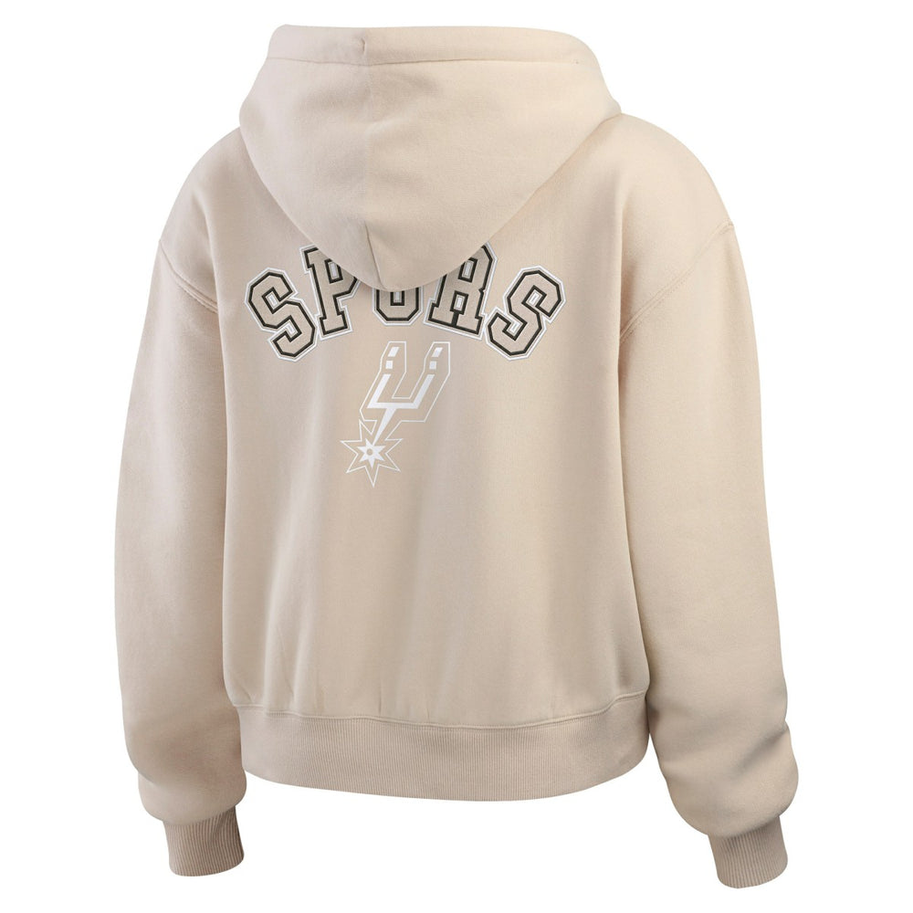 San Antonio Spurs WEAR by Erin Andrews Women's Tonal Felt Patch Full-Zip Hoodie Tan