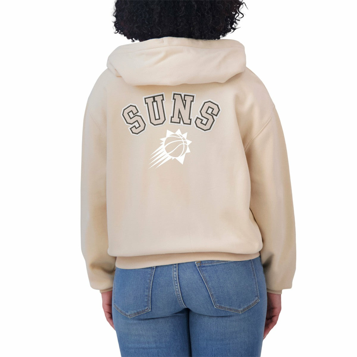 Phoenix Suns WEAR by Erin Andrews Women's Plus Size Tonal Felt Patch Full-Zip Hoodie Cream