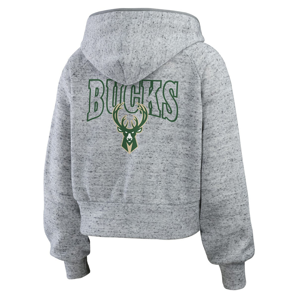 Milwaukee Bucks WEAR by Erin Andrews Women's Speckled Radiator Full-Zip Hoodie Heather Gray