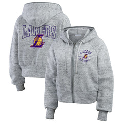 Los Angeles Lakers WEAR by Erin Andrews Women's Speckled Radiator Full-Zip Hoodie Heather Gray