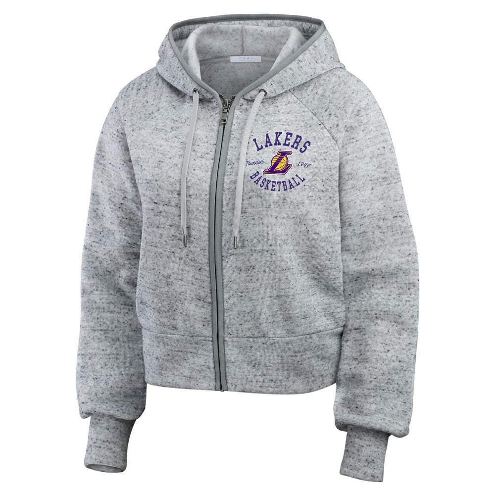 Los Angeles Lakers WEAR by Erin Andrews Women's Speckled Radiator Full-Zip Hoodie Heather Gray