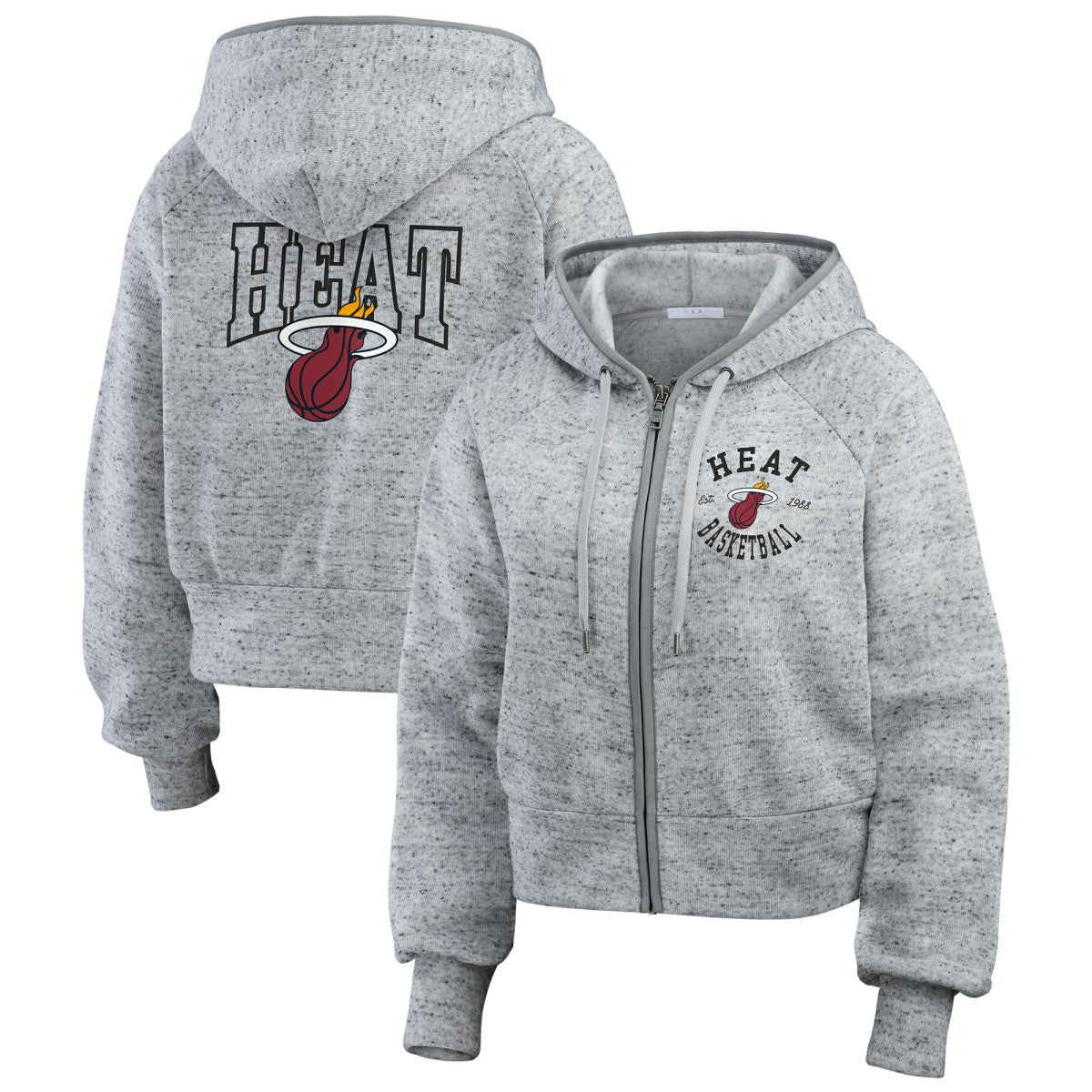 Miami Heat WEAR by Erin Andrews Women's Speckled Radiator Full-Zip Hoodie Heather Gray