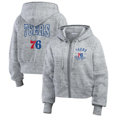 Philadelphia 76ers WEAR by Erin Andrews Women's Speckled Radiator Full-Zip Hoodie Heather Gray