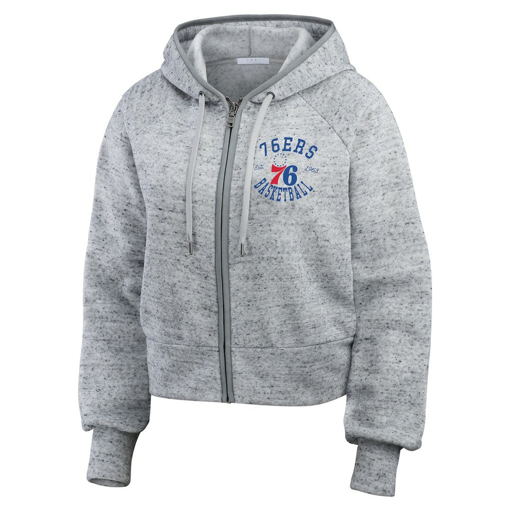 Philadelphia 76ers WEAR by Erin Andrews Women's Speckled Radiator Full-Zip Hoodie Heather Gray
