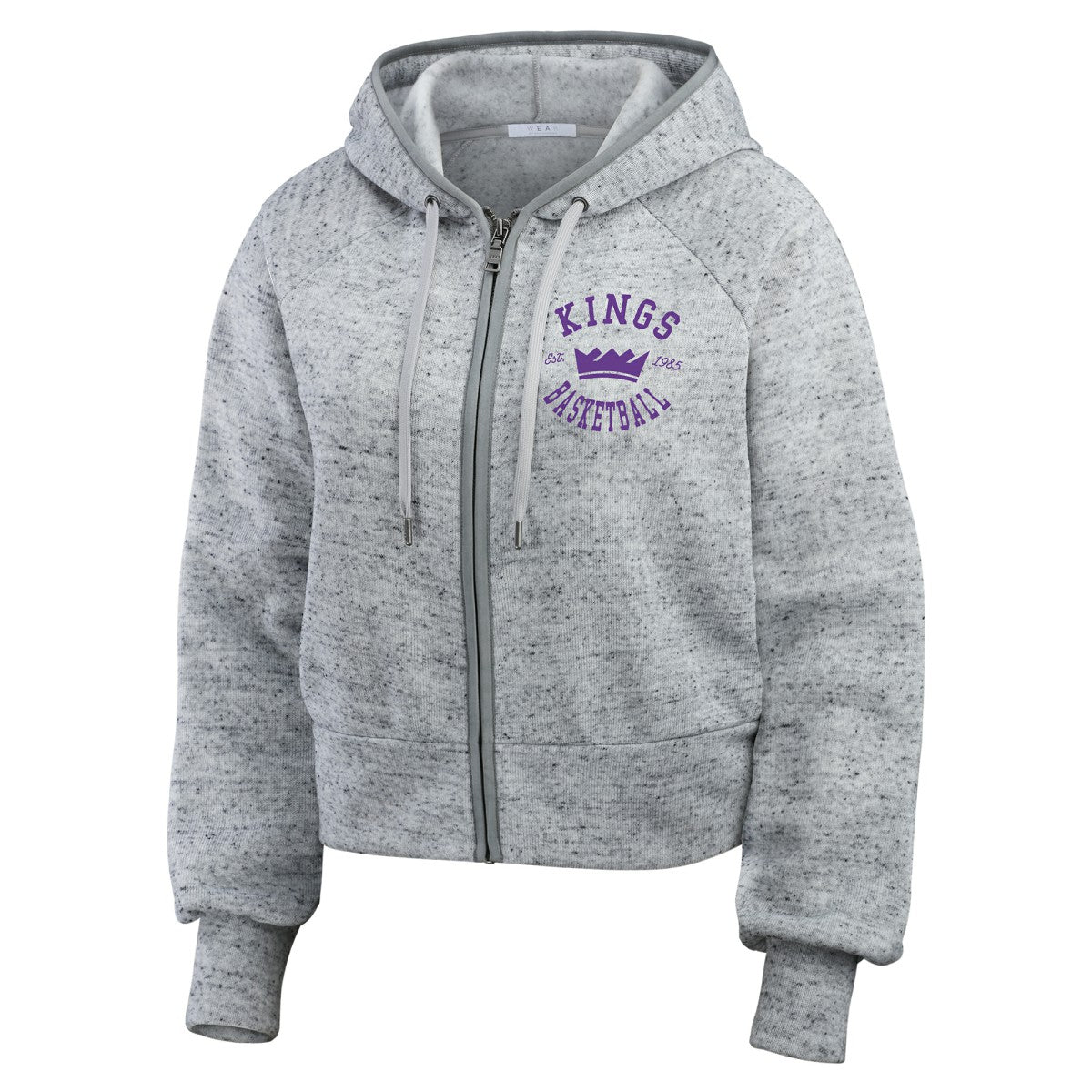 Sacramento Kings WEAR by Erin Andrews Women's Speckled Radiator Full-Zip Hoodie Heather Gray