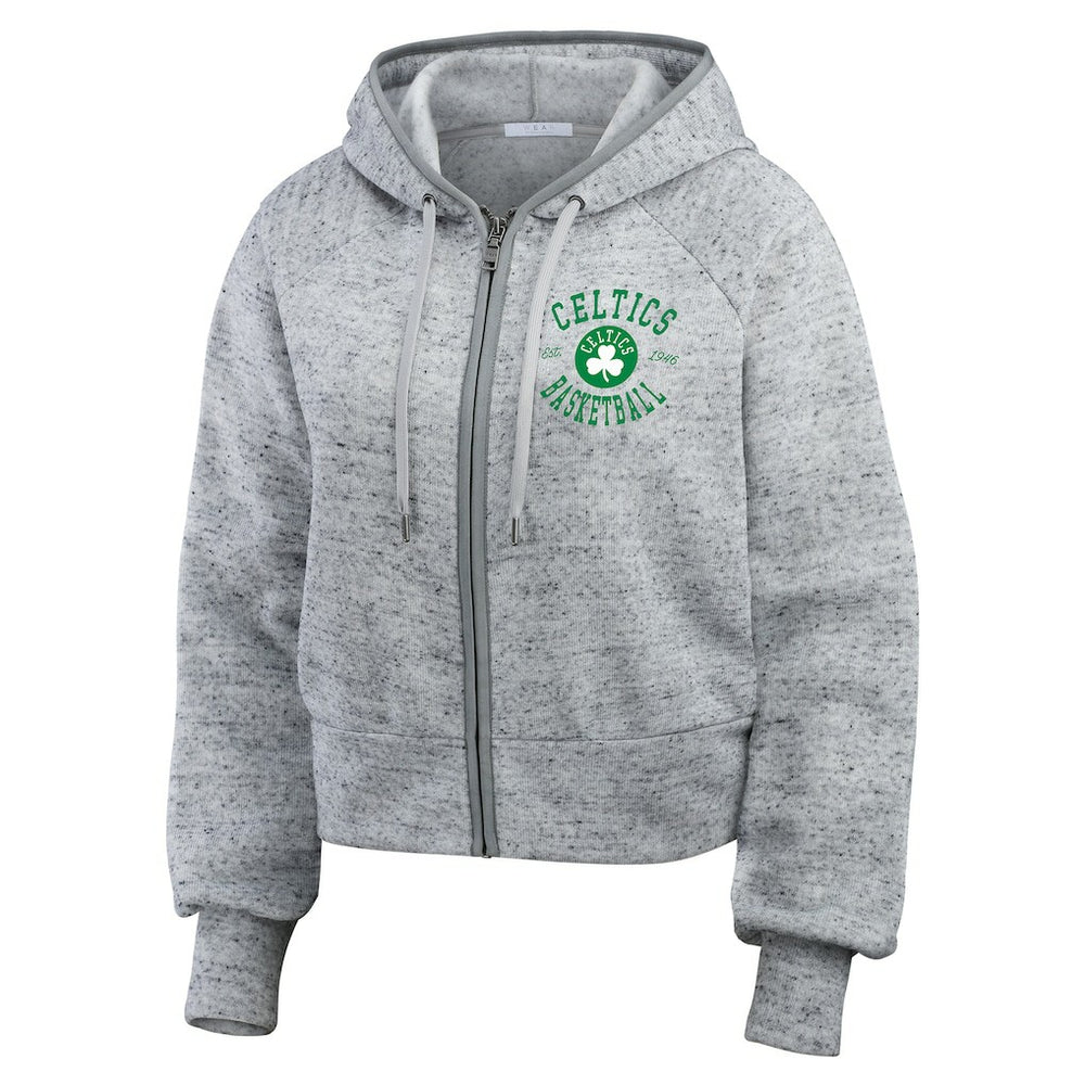 Boston Celtics WEAR by Erin Andrews Women's Speckled Radiator Full-Zip Hoodie Heather Gray