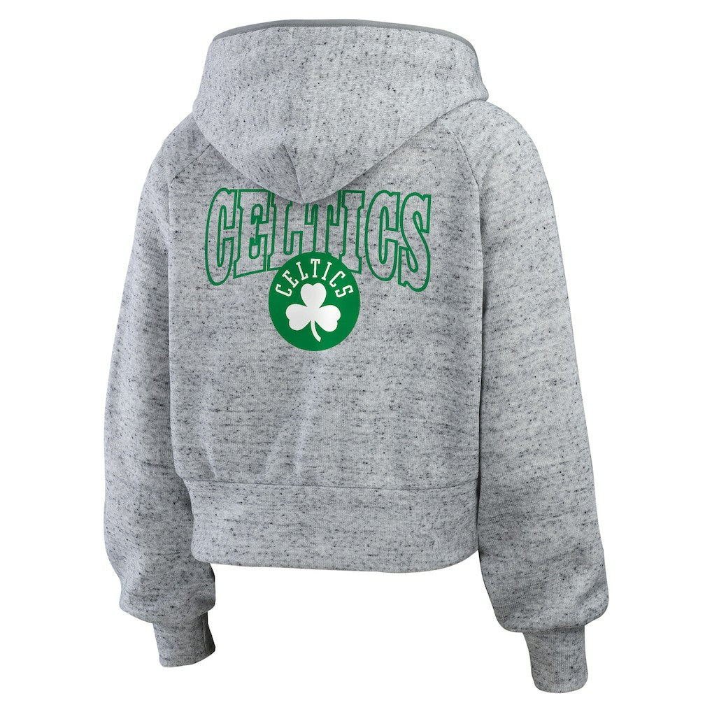 Boston Celtics WEAR by Erin Andrews Women's Speckled Radiator Full-Zip Hoodie Heather Gray
