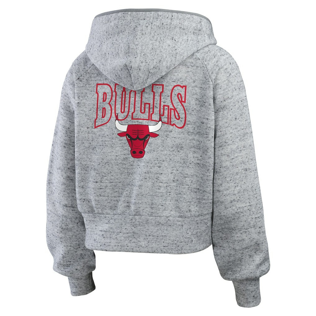 Chicago Bulls WEAR by Erin Andrews Women's Speckled Radiator Full-Zip Hoodie Heather Gray
