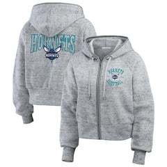 Charlotte Hornets WEAR by Erin Andrews Women's Speckled Radiator Full-Zip Hoodie Heather Gray