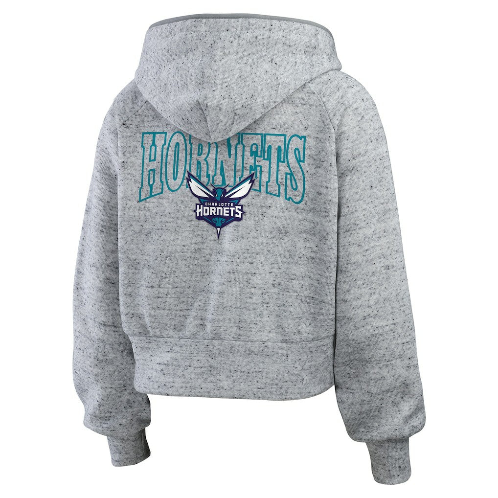 Charlotte Hornets WEAR by Erin Andrews Women's Speckled Radiator Full-Zip Hoodie Heather Gray