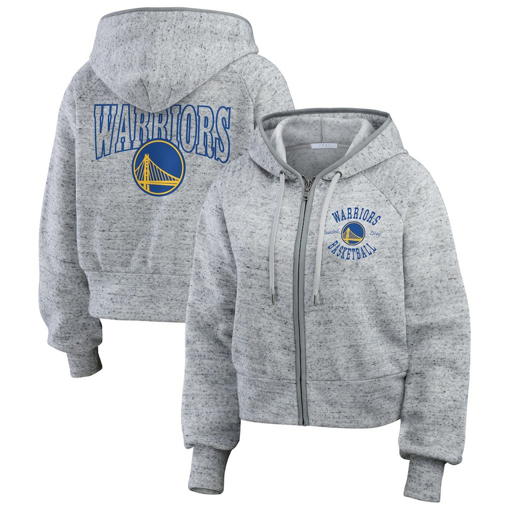 Golden State Warriors WEAR by Erin Andrews Women's Speckled Radiator Full-Zip Hoodie Heather Gray