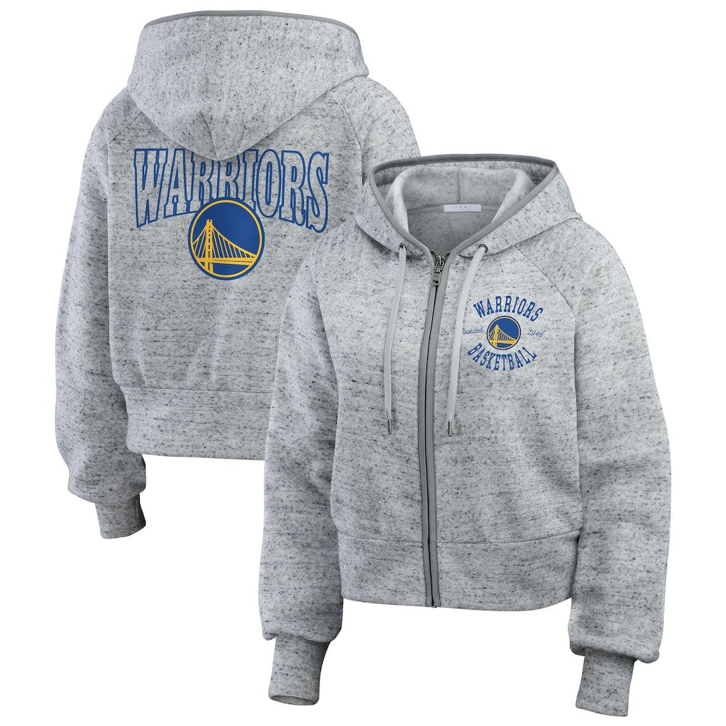 Golden State Warriors WEAR by Erin Andrews Women's Speckled Radiator Full-Zip Hoodie Heather Gray