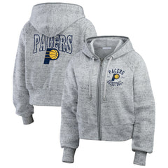 Indiana Pacers WEAR by Erin Andrews Women's Speckled Radiator Full-Zip Hoodie Heather Gray