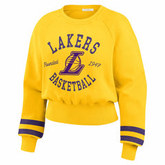 Los Angeles Lakers WEAR by Erin Andrews Women's Vintage Raglan Cropped Pullover Sweatshirt Gold